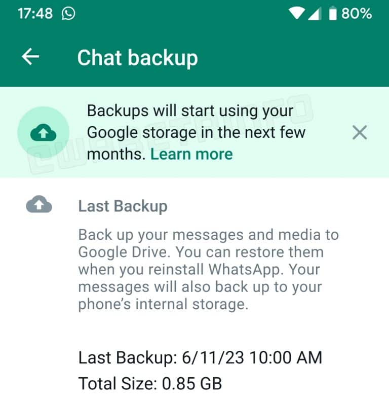 Backup Ilimitado do WhatsApp